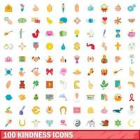 100 Freundlichkeitssymbole im Cartoon-Stil