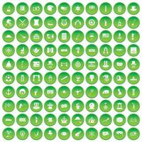 100 hög hatt ikoner som grön cirkel vektor