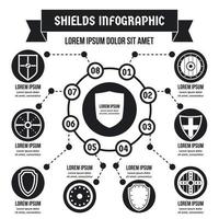 Schilde Infografik-Konzept, einfachen Stil vektor