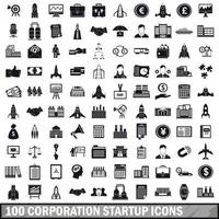 100 företagsstartikoner set, enkel stil vektor
