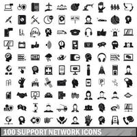 100 Support-Netzwerk-Icons gesetzt, einfacher Stil vektor