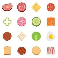 Slice-Symbole für Lebensmittelzutaten setzen Vektor flach