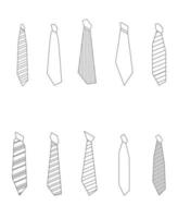 Krawatte Anzug Symbolsatz Vektor Outine