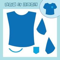 Papierpuzzle für Kinder mit T-Shirt. Baby-Erziehungsapplikation zum Ausschneiden und Einfügen für das Vorschulalter. vektor