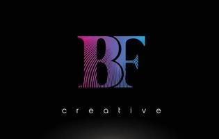 bf-logotypdesign med flera linjer och lila blå färger. vektor