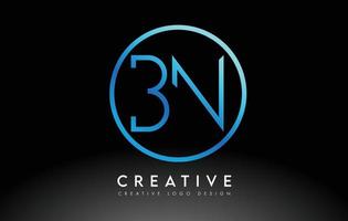 neonblå bn bokstäver logotyp design slim. kreativt enkelt rent brev koncept. vektor