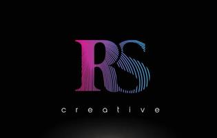 rs-Logo-Design mit mehreren Linien und lila blauen Farben. vektor