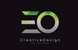 eo-Buchstaben-Logo-Design. grüne Textur kreative Symbol moderne Buchstaben Vektor-Logo. vektor