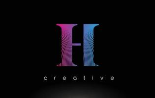 h-Logo-Design mit mehreren Linien und violett-blauen Farben. vektor