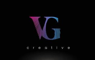 vg logotypdesign med flera linjer och lila blå färger. vektor