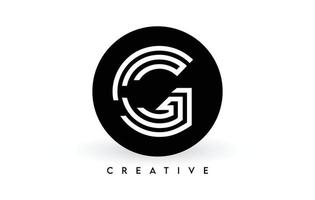 g-Buchstaben-Logo-Design auf einem schwarzen Kreis. kreative weiße Linien ein Buchstabe-Logo-Icon-Vektor vektor