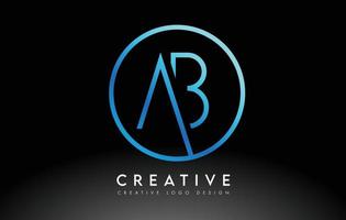 neonblå ab bokstäver logotyp design slim. kreativt enkelt rent brev koncept. vektor