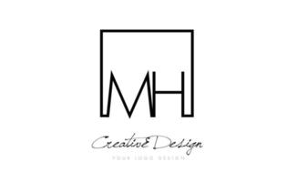 mh Square Frame Letter Logo Design mit schwarzen und weißen Farben. vektor