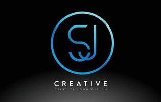 neonblå sj bokstäver logotyp design slim. kreativt enkelt rent brev koncept. vektor