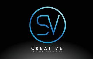 Neonblaues SV-Buchstaben-Logo-Design schlank. kreatives einfaches sauberes briefkonzept. vektor
