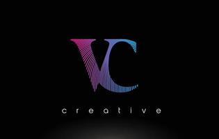 vc-Logo-Design mit mehreren Linien und lila blauen Farben. vektor