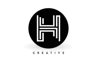 h-Buchstaben-Logo-Design auf einem schwarzen Kreis. kreative weiße Linien ein Buchstabe-Logo-Icon-Vektor vektor