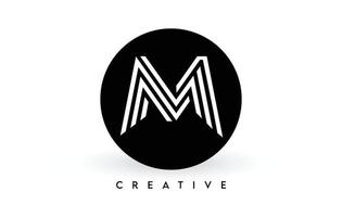 m-Buchstaben-Logo-Design auf einem schwarzen Kreis. kreative weiße Linien ein Buchstabe-Logo-Icon-Vektor vektor