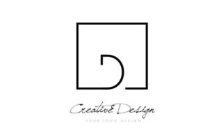 d Quadratisches Rahmenbuchstabe-Logo-Design mit schwarzen und weißen Farben. vektor