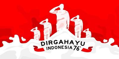 armee und polizei feiern gemeinsam den glücklichen unabhängigkeitstag indonesien. 76 Tahun Kemerdekaan Indonesien bedeutet 76 Jahre Unabhängigkeitstag Indonesiens vektor