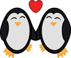 zwei entzückende Pinguine in der Liebe. vektorillustration, die als druck auf kleidung oder tasche in postern und bannern als gestaltungselement verwendet werden kann vektor