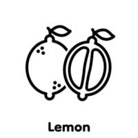 Zitrone lineares Symbol, Vektor, Illustration. vektor