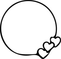 rund romantisk ram med hjärtan i doodle stil. handritad kant i skandinavisk enkel liner stil. ramar för foto, text, taggar, etiketter, kort, inbjudan vektor