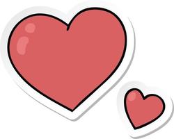 klistermärke av en udda handritad tecknade rosa hjärtan vektor