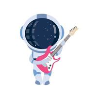 rolig astronaut bär elgitarr illustration ikoner vektor tecknad. premium isolerade vektor vetenskap teknik ikon koncept.