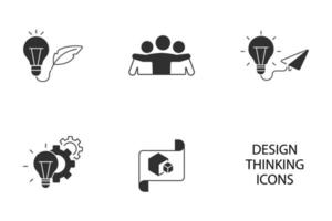 Design-Thinking-Icons gesetzt. Design Thinking Pack Symbol Vektorelemente für Infografik Web vektor