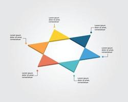 dreieckdiagrammvorlage für infografik zur präsentation für 6 elemente vektor