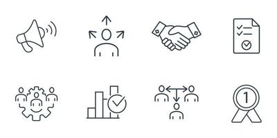 Symbole für die Unternehmensführung festgelegt. Business Management Pack Symbolvektorelemente für Infografik-Web vektor