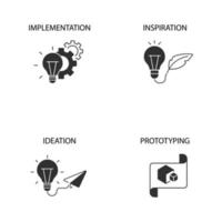 Design-Thinking-Icons gesetzt. Design Thinking Pack Symbol Vektorelemente für Infografik Web vektor