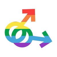 Geschlechtszeichen von zwei Frauen in einem Paar in den Farben des Regenbogens vektor