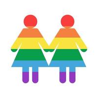 vektor siluett två flickor håller händerna flagga regnbåge