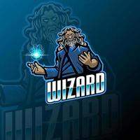 Wizard esport maskot logotyp vektor