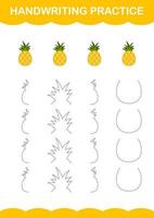 handskriftsträning med ananas. arbetsblad för barn vektor