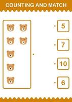 räkna och matcha björnansikte. arbetsblad för barn vektor