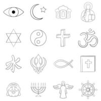 religion ikonuppsättning kontur vektor