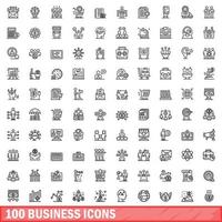 100 Business-Icons gesetzt, Umrissstil vektor