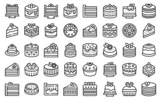 cheesecake ikoner som kontur vektor. tårtefterrätt vektor