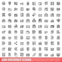 100 Internet-Icons gesetzt, Umrissstil vektor