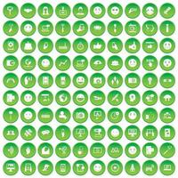100 Social-Media-Symbole setzen grünen Kreis vektor