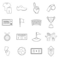 Umriss des Fußball-Icon-Sets vektor