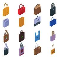 Eco Bag Icons Set, isometrischer Stil vektor