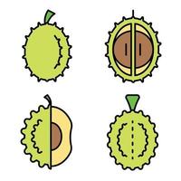 Durian-Symbole setzen Vektor flach