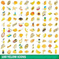 100 gelbe Symbole gesetzt, isometrischer 3D-Stil vektor