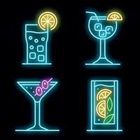 Cocktail-Symbole setzen Vektor-Neon vektor