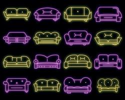 Sofa-Icon-Set Vektor-Neon vektor