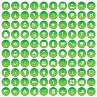 100 Medizinikonen setzen grünen Kreis vektor